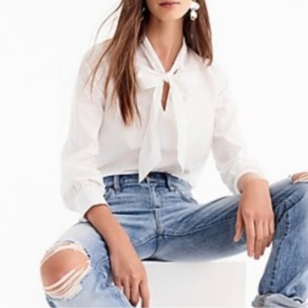 NWT J. Crew Cotton Tie-neck Top For Women